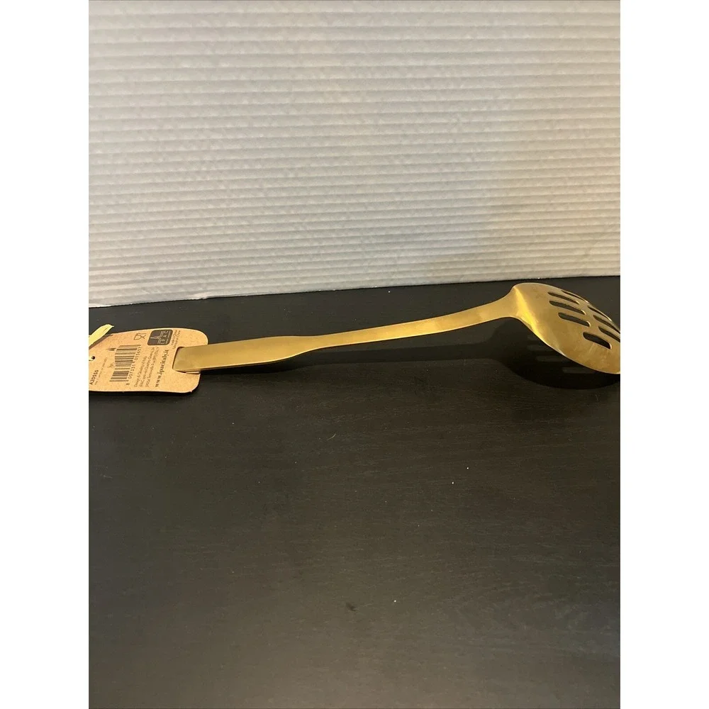NWT Italian GOLDEN Stainless Steel Long Slotted Spoon